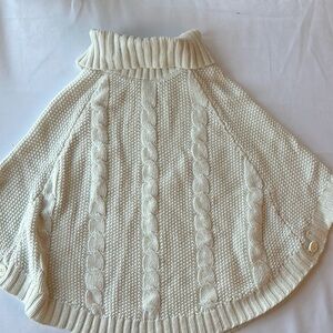 Carters girls cream colored poncho with cable knit